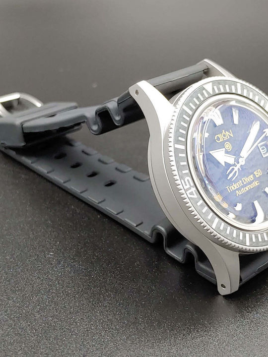 Aion Men's Watch Battery with Black Rubber Strap