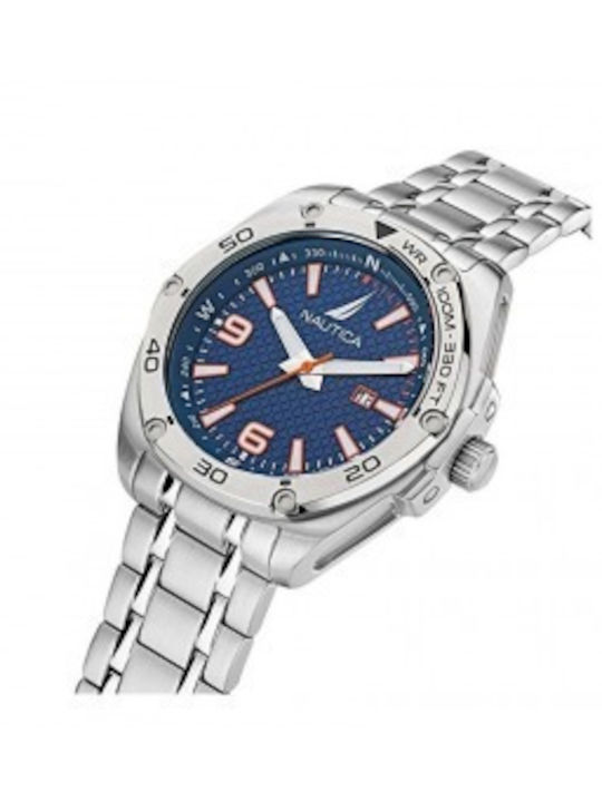 Nautica Tin Can Bay Men's Watch 44mm Battery with Blue Metal Bracelet