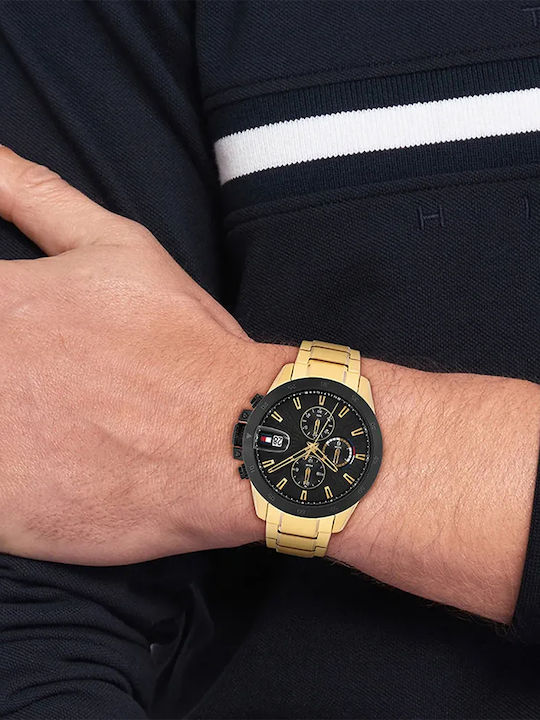 Tommy Hilfiger Jameson Men's Watch 43mm Chronograph Battery with Gold Metal Bracelet