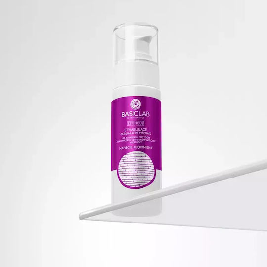 BasicLab Esteticus Hautstimulierendes Feuchtigkeitsspendendes & Anti-Aging Serum für das Gesicht mit Peptiden für Aufhellung & Festigung 30ml