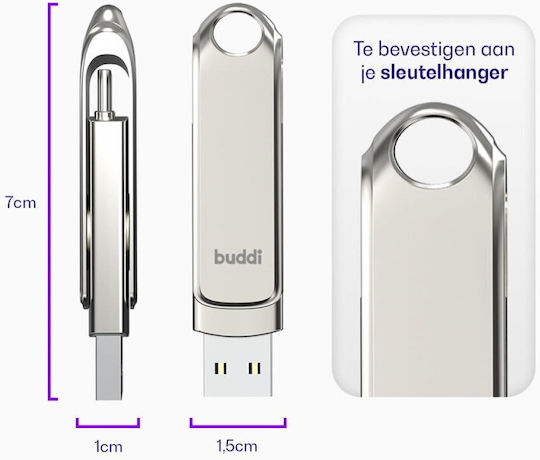 Buddi 128ГБ USB 3.1 Стик Сив