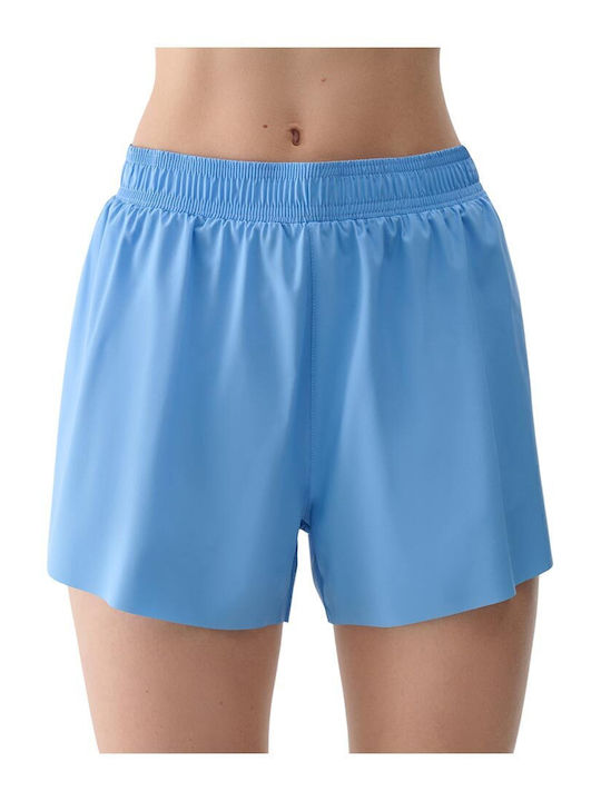 Functional Women's Leather Shorts Light Blue
