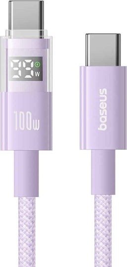 Baseus Редовна USB 2.0 Кабел USB-C мъжки - USB-C мъжки 100W Лилав 1м (P10382702511-00)