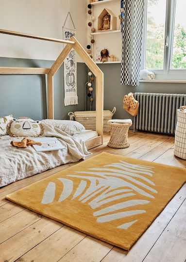 Zebra Χειροποίητο Παιδικό Χαλί Πορτοκαλί 100x130cm