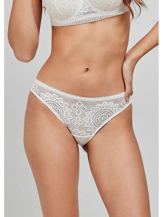 Damen Slip mit Spitze Weiß