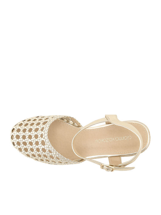 Elsen Women's Leather Platform Espadrilles Gold