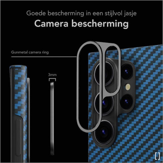 Nekit Umschlag Rückseite Aramid Fiber 1mm Blau (Galaxy S25 Ultra,Samsung S25 Ultra)