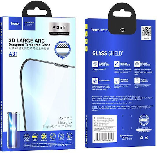 Hoco 3D 0.4mm Tempered Glass Μαύρο (Galaxy A31iPhone 13 mini)