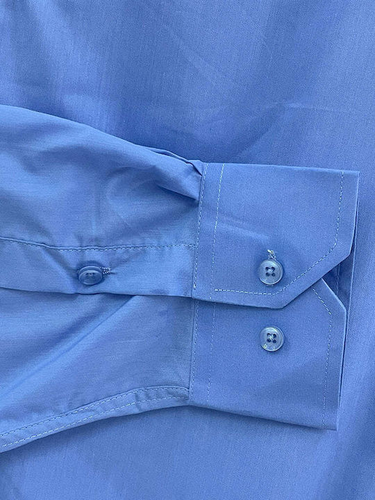 Long-sleeved Cotton Shirt Blue