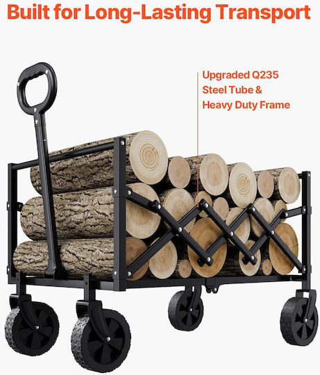 Foldable Garden Cart Metallic Four-wheel 120lt