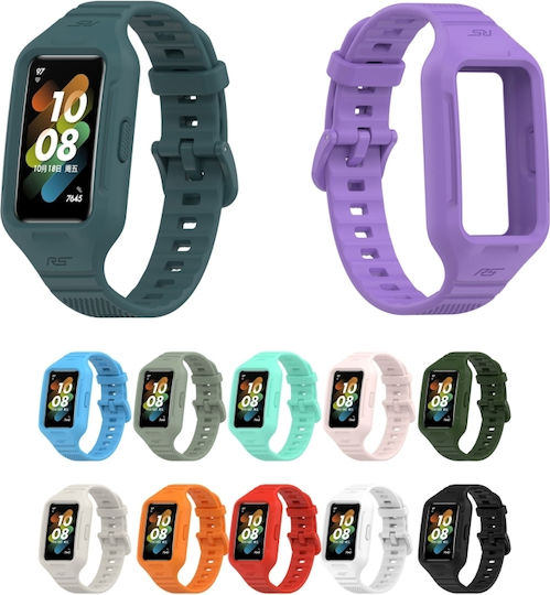 Huawei Band 8 7 Ενσωματωμένη Ζώνη Σιλικόνης Μονόχρωμη Λευκό