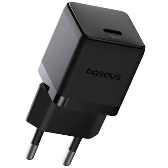 Baseus Φορτιστής με Θύρα USB-C και Καλώδιο USB-C - USB-C 20W Power Delivery Μαύρος (Palm)