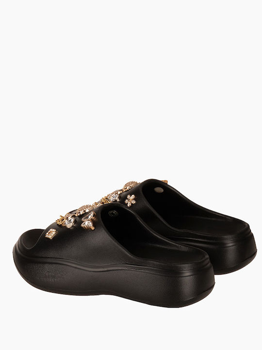 Slides Mit Plattformen In Schwarz Farbe