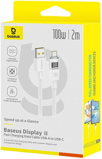 Baseus USB 2.0 Cable USB-C male - USB-A 100W White 2m (P10382701211-01)