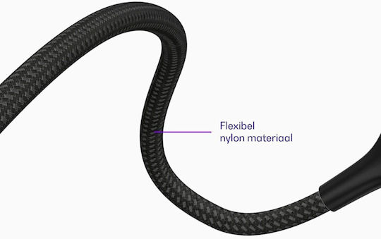 Buddi Braided USB 2.0 Cable USB-C male - USB-C female 60W Black 1m