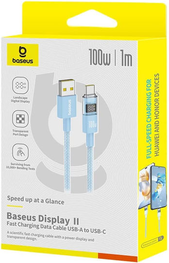 Baseus Редовна USB 2.0 Кабел USB-C мъжки - USB-A мъжки 100W Син 1м (P10382701311-00)