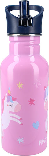 Vadobag Kinderflasche Rostfreier Stahl mit Strohhalm Rosa 500ml