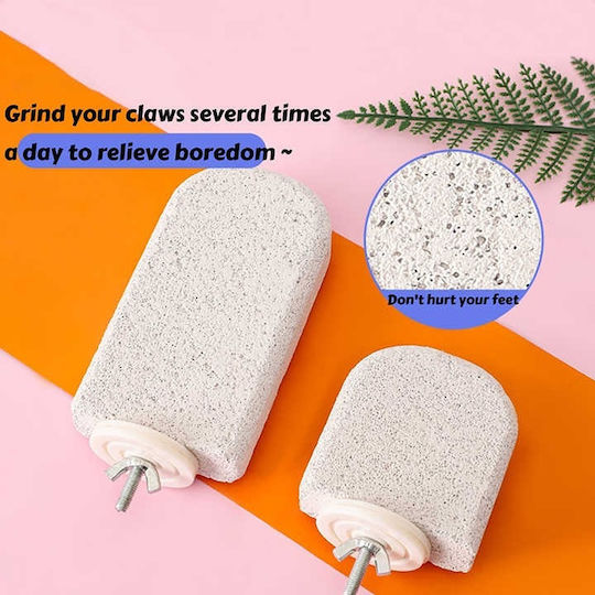 Calcium Stone Perch for Birds – Natural Nail & Beak Filing – Metal Screw M7xπ6.5xυ2.7cm