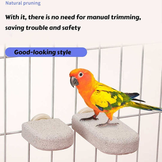 Calcium Stone Perch for Birds – Natural Nail & Beak Filing – Metal Screw M9xW7.5xH2.5cm