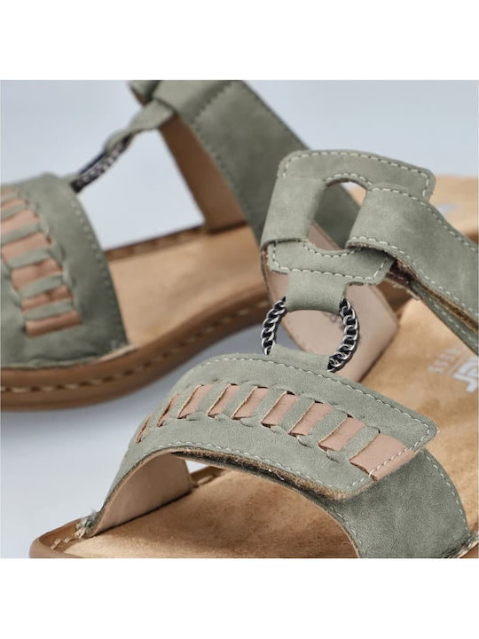 Flache Sandalen für Damen in Khaki Farbe