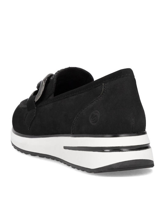 Leather Women's Moccasins in Black Color