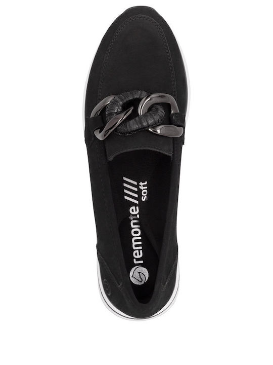 Leather Women's Moccasins in Black Color