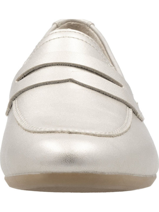 Δερμάτινα Γυναικεία Loafers σε Χρυσό Χρώμα
