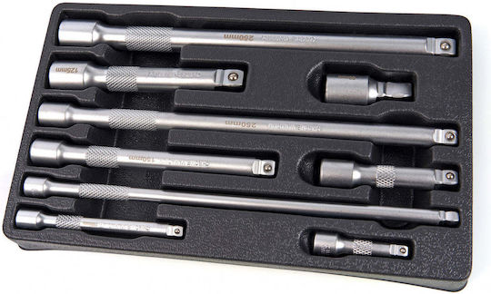 HBM Machines Nüsse Sechskant mit Vierkant-Antrieb 1/4", 3/8", 1/2" Set 9Stück