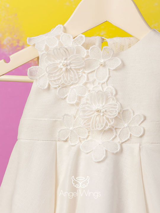 Angel Wings White Baptism Dress Made of Tulle