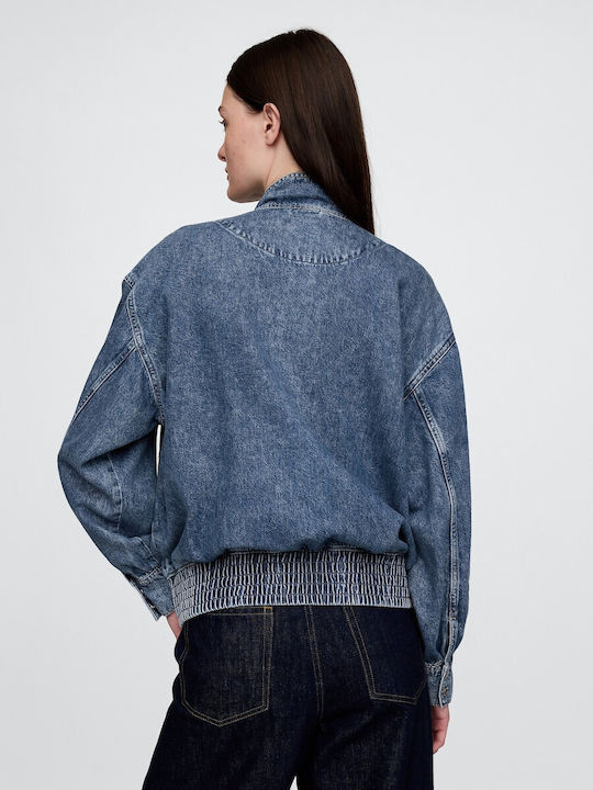 Μακρύ Γυναικείο Τζιν Μπουφάν Medium Indigo