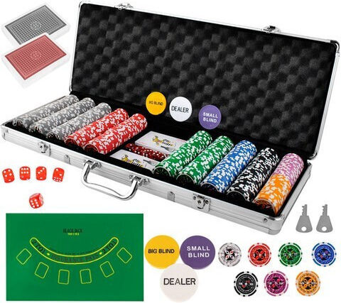 Malatec Set 500 Poker Chips 10gr in Suitcase with 5 Decks