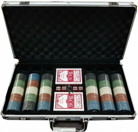 Set of 300 Poker Chips 38mm / 11.5g in Suitcase with 3 Decks