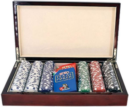 Wooden Box Las Vegas 300 Chips 11.5gr & 2 Modiano Decks 86.04.268
