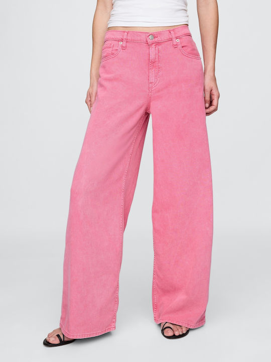 Damenjeans Mittelhohe Taille in Weit geschnittener Linie Sugar Pink