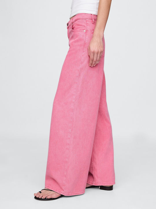 Damenjeans Mittelhohe Taille in Weit geschnittener Linie Sugar Pink