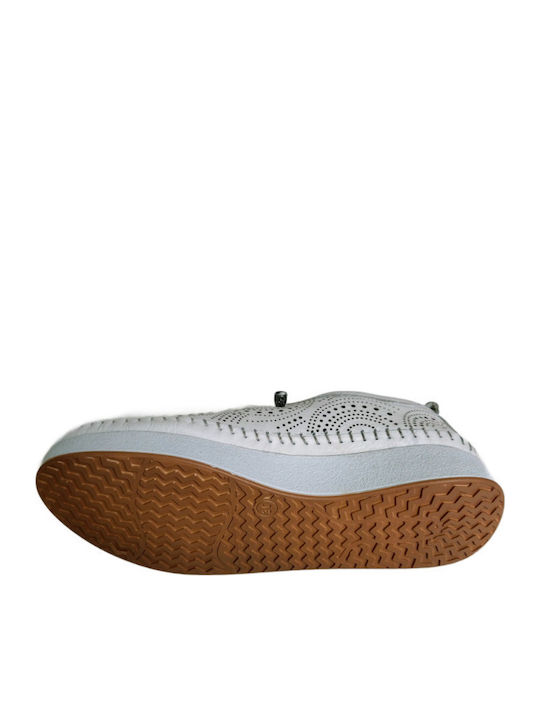 Ανατομικά Γυναικεία Slip-On Δερμάτινα Λευκά