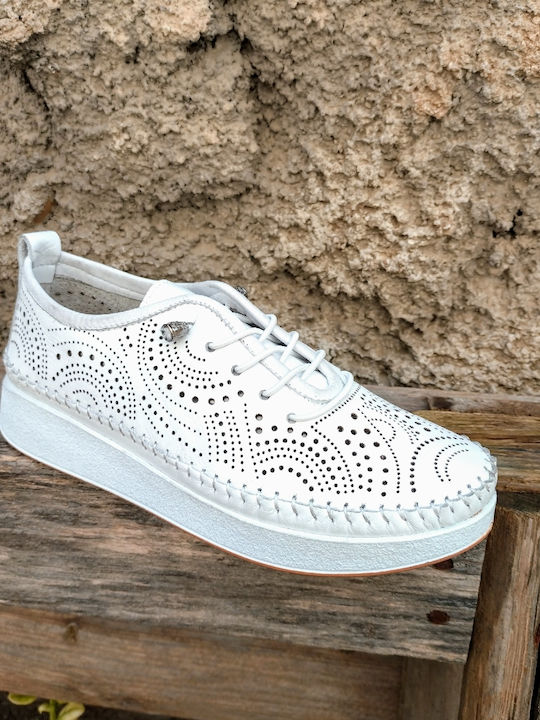 Ανατομικά Γυναικεία Slip-On Δερμάτινα Λευκά