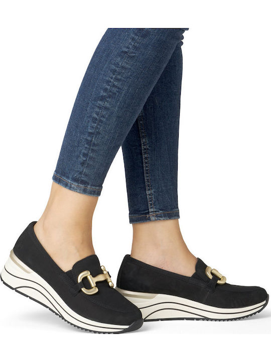 Ανατομικά Γυναικεία Slip-On Δερμάτινα Μαύρα