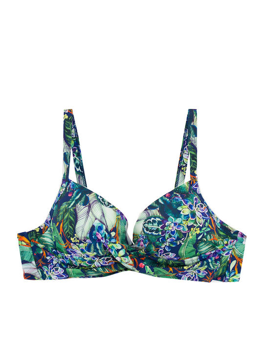 Plus Size Γυναικείο Μαγιό Bikini Μπανέλα Tropical Μπλε Σκούρο