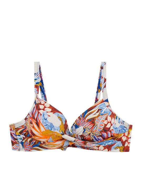 Plus Size Women's Bikini Swimsuit Underwire Tropical Blue Royal