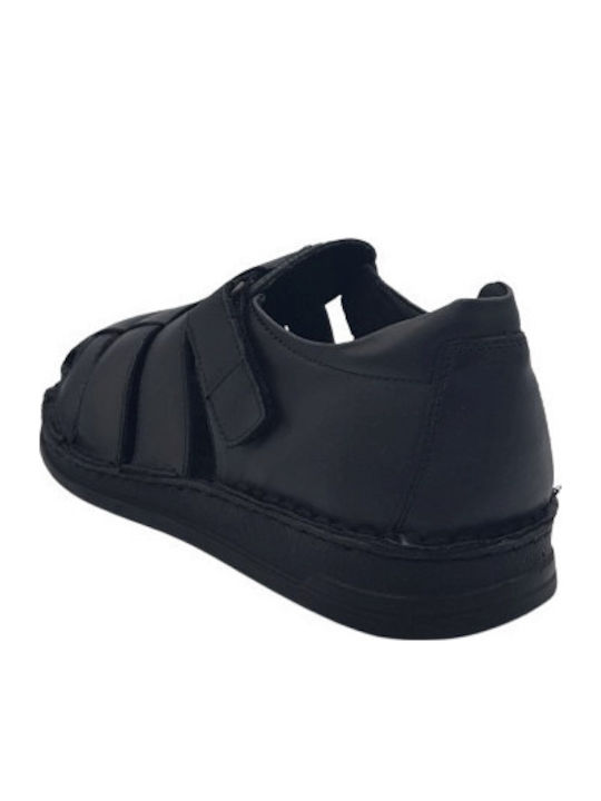 Leder Herrensandalen in Schwarz Farbe