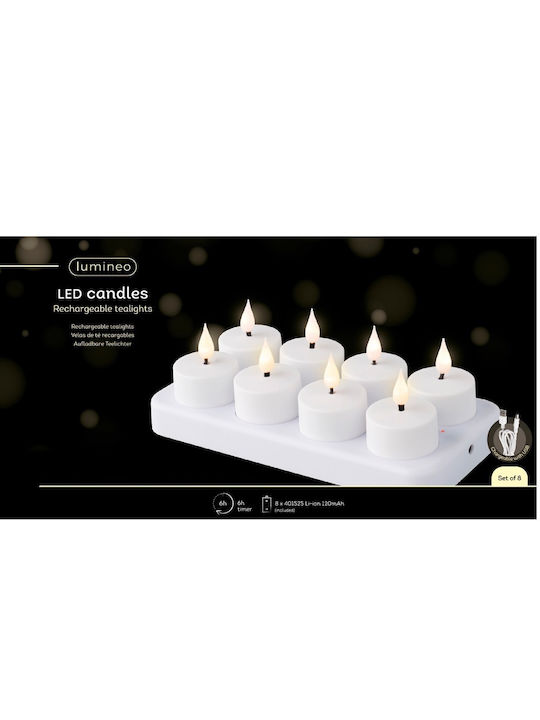 Lumineo Christmas Plastic White Battery Candle 4.58x4cm 8pcs
