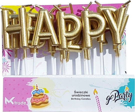 Mk Happy Birthday Lumânare de Zi de Naștere La mulți ani! în Culoare Aur ISC53891