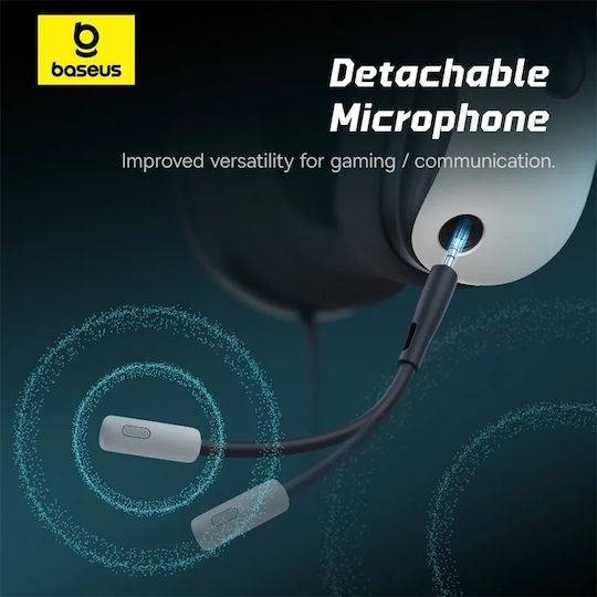 Baseus GoPlay 1+ Max Over Ear Gaming Headset με σύνδεση USB Λευκό for PC