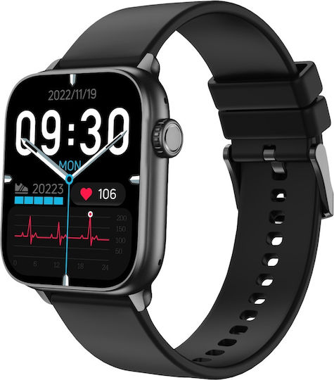 Vivax Life FIT3 Aluminium Smartwatch με Παλμογράφο (Μαύρο)