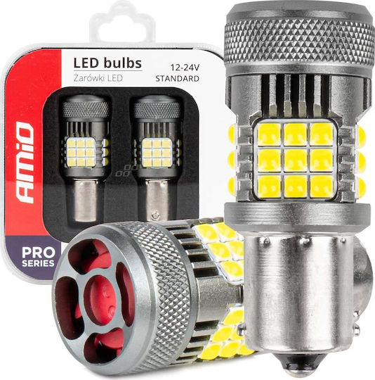 AMiO Lămpi Autoturismului BA15S / P21W / R10W / R5W Canbus LED 6000K Alb rece 12-24V 2buc
