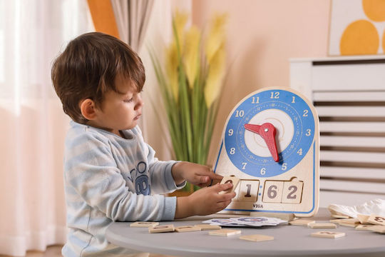 Viga Toys Ρολόι Εκπαιδευτικό Παιχνίδι Εκμάθησης Ώρας από Ξύλο για 3+ Ετών