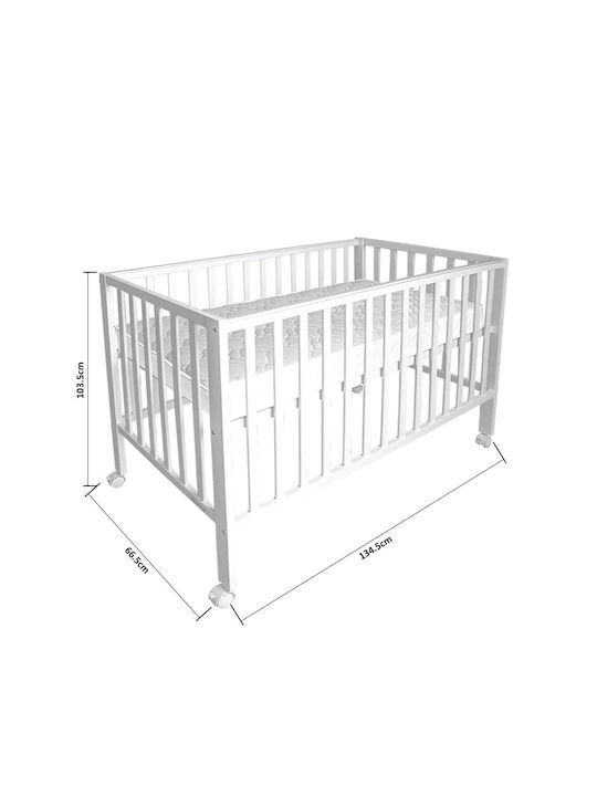 Bebe Stars Κούνια Amour Λευκή για Στρώμα 60x130cm
