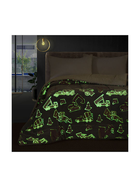 Beauty Home Kids Sherpa Comforter Fluorescent Single Glow Art Grey 6269PMMO 160x220cm
