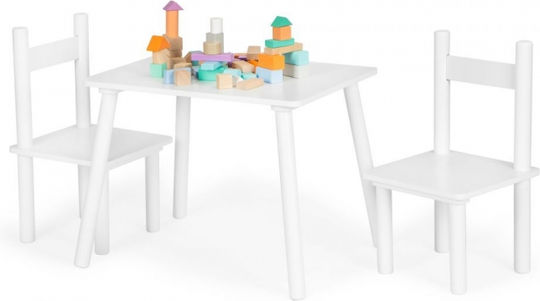 Kinder Tischset mit Stühlen aus Holz Weiß Ecotoys